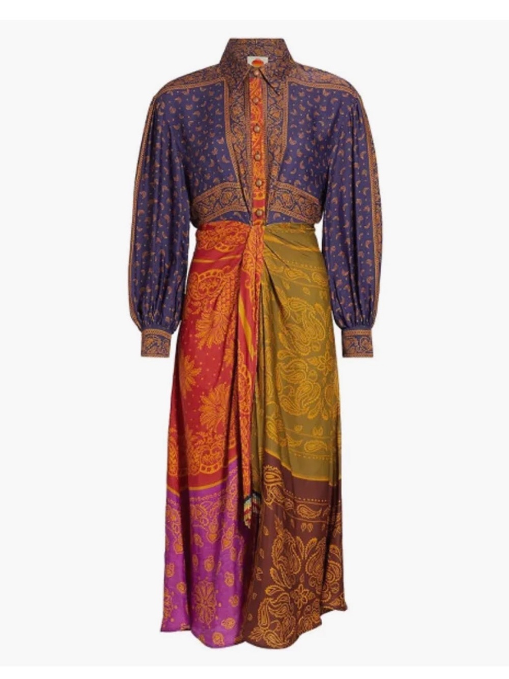 Multicolor Paisley Tie-Waist Midi Skirt - Picture 3 of 7